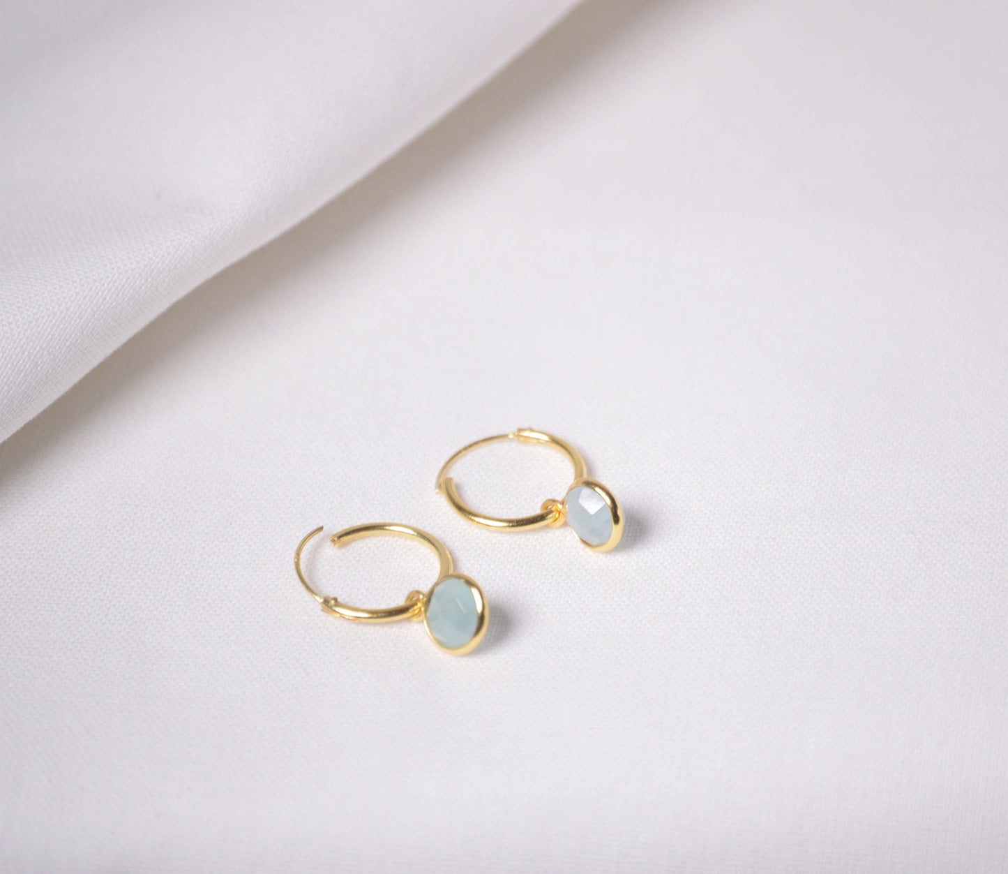 Aquamarin Creolen Ohrringe gold