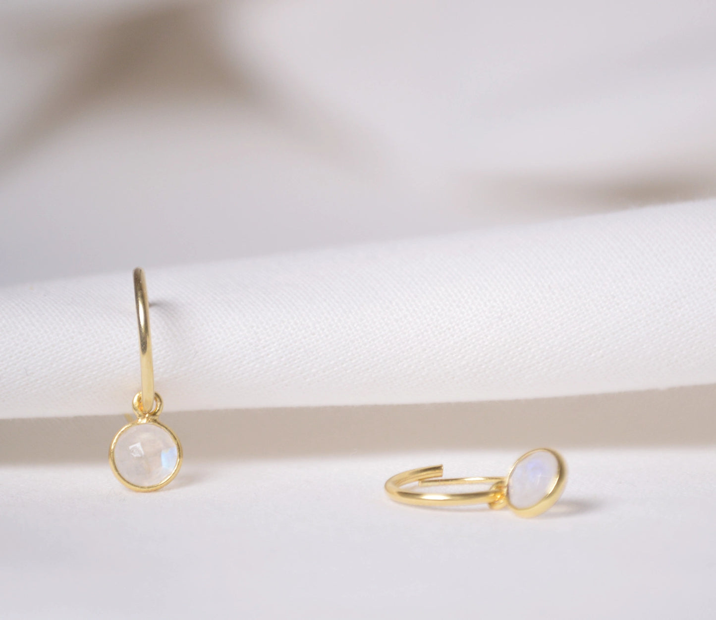 Mondstein-Creolen-Gold-Set