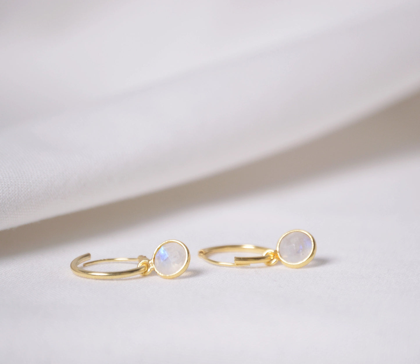 Mondstein-Creolen-Gold-Set