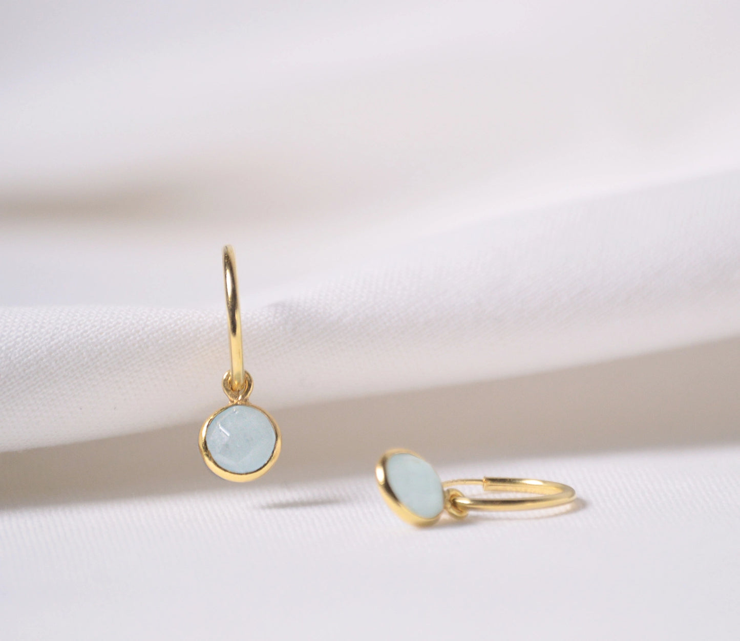 Aquamarin Creolen Ohrringe gold