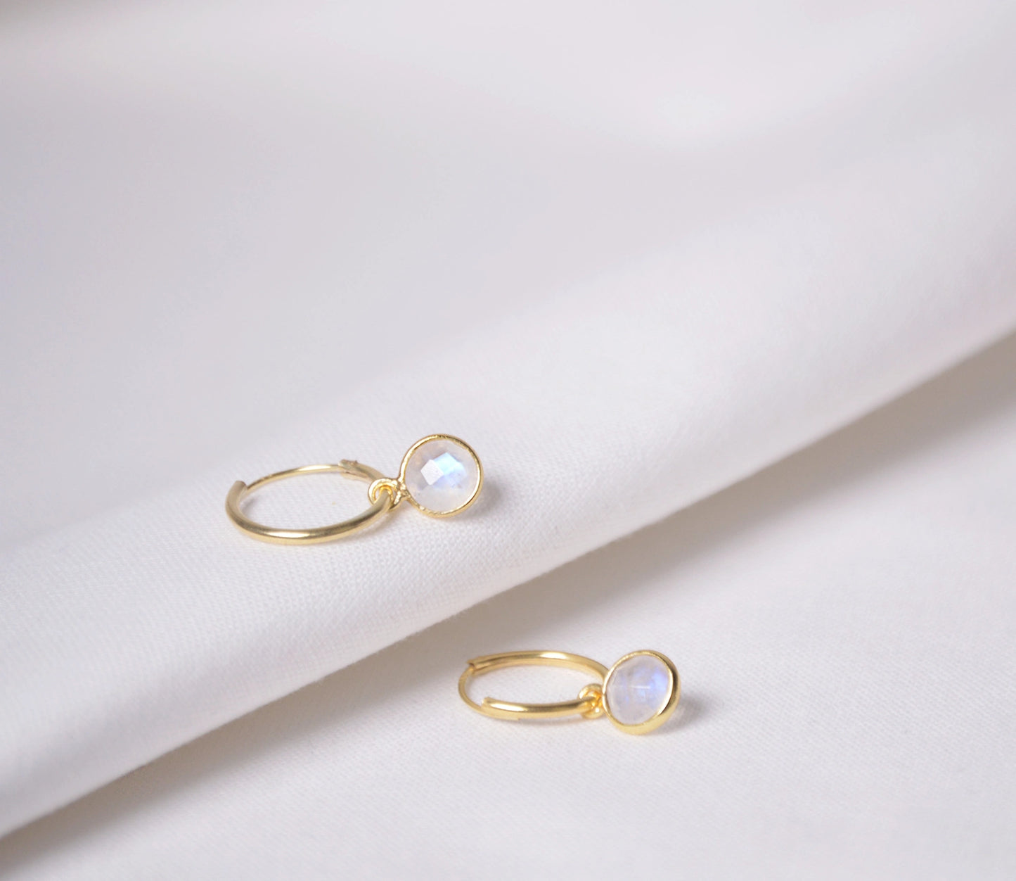 Mondstein-Creolen-Gold-Set