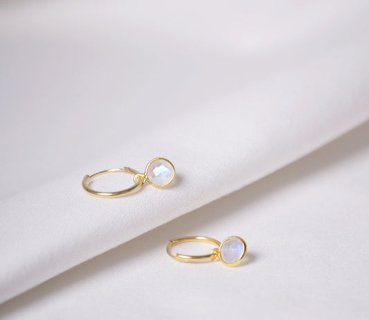 Mondstein-Creolen-Gold-Set