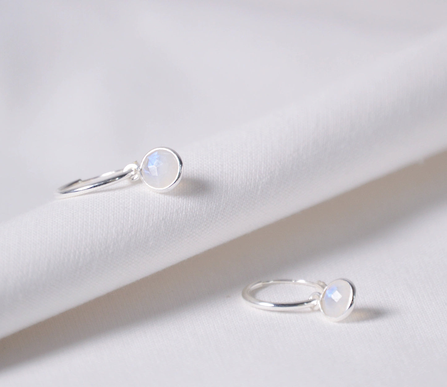 Mondstein-Creolen-Gold-Set