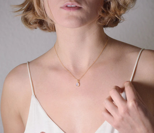 Moonstone Pendant with gold Necklace