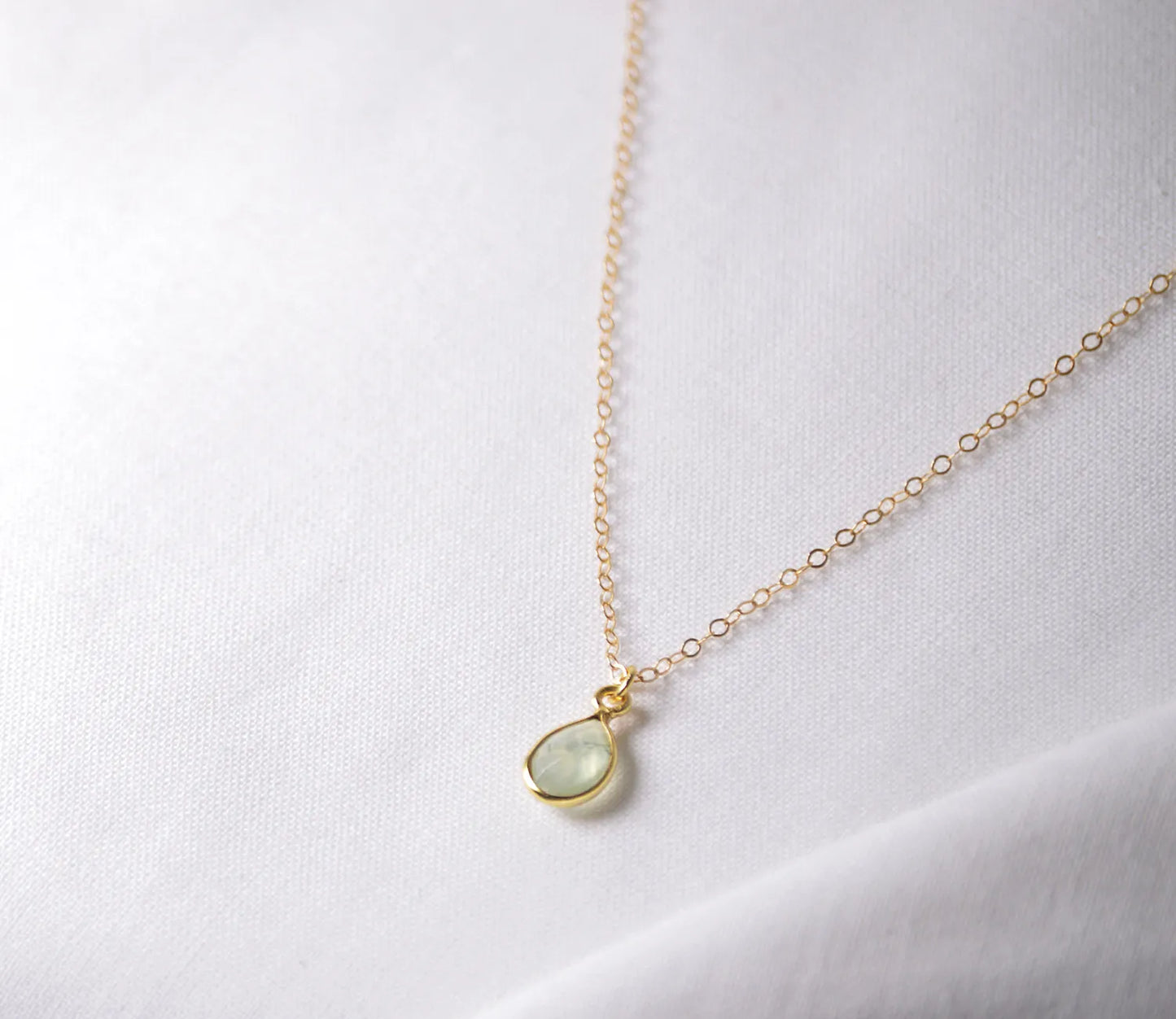 Handmade Prehnite Pendant Necklace Gold  | Gift for her