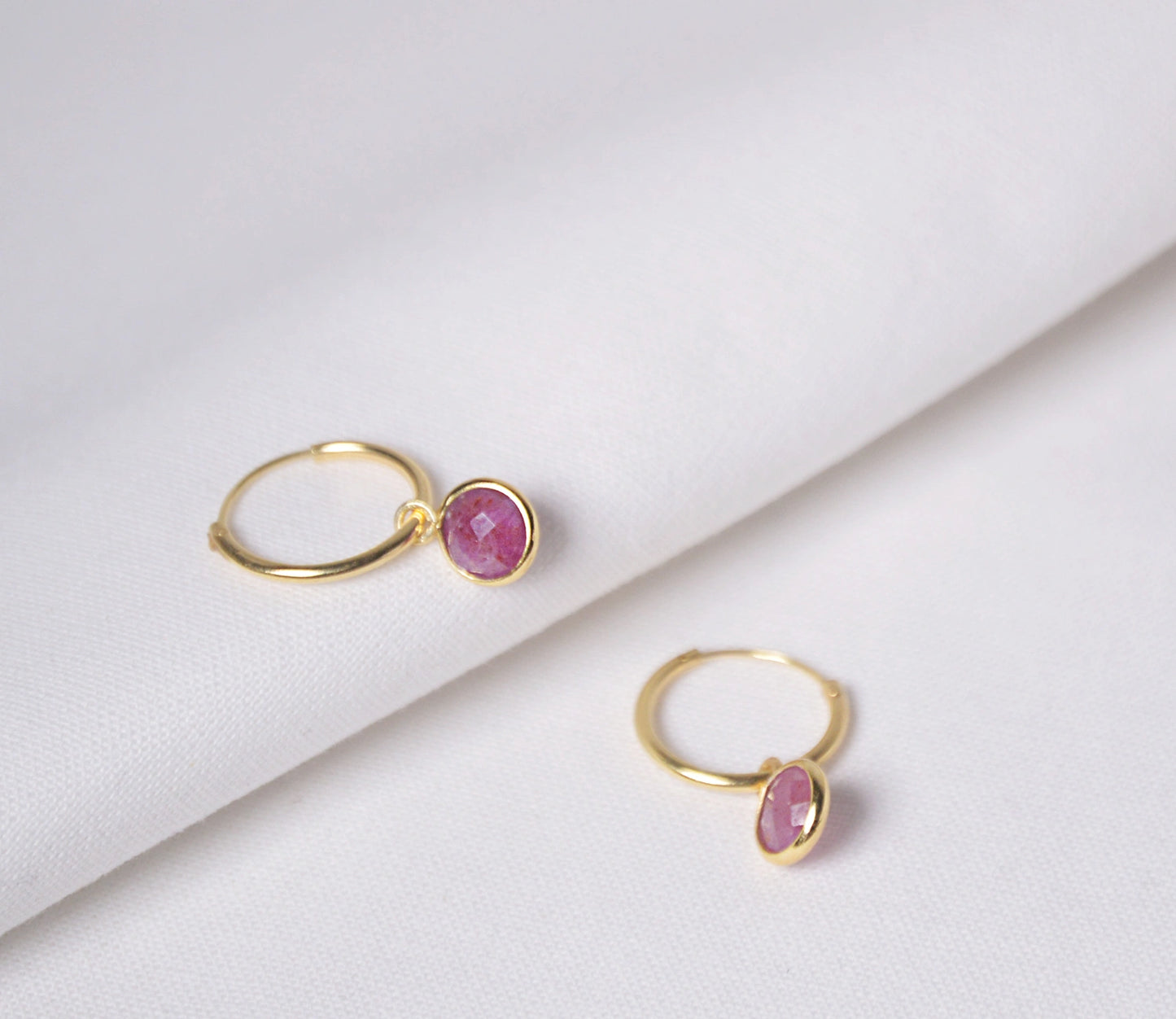 Mother Ruby Hoops | 14k Gold