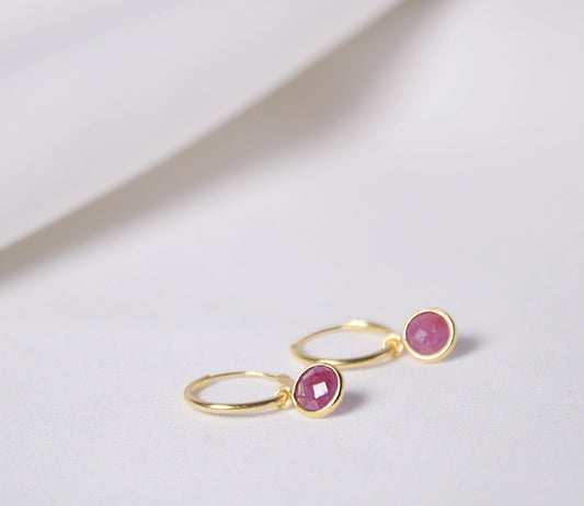 Mother Ruby Hoops | 14k Gold