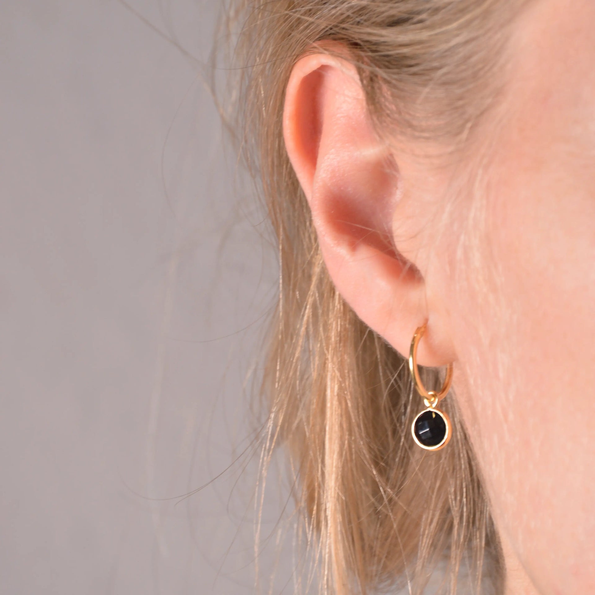 Obsidian top hoop earrings