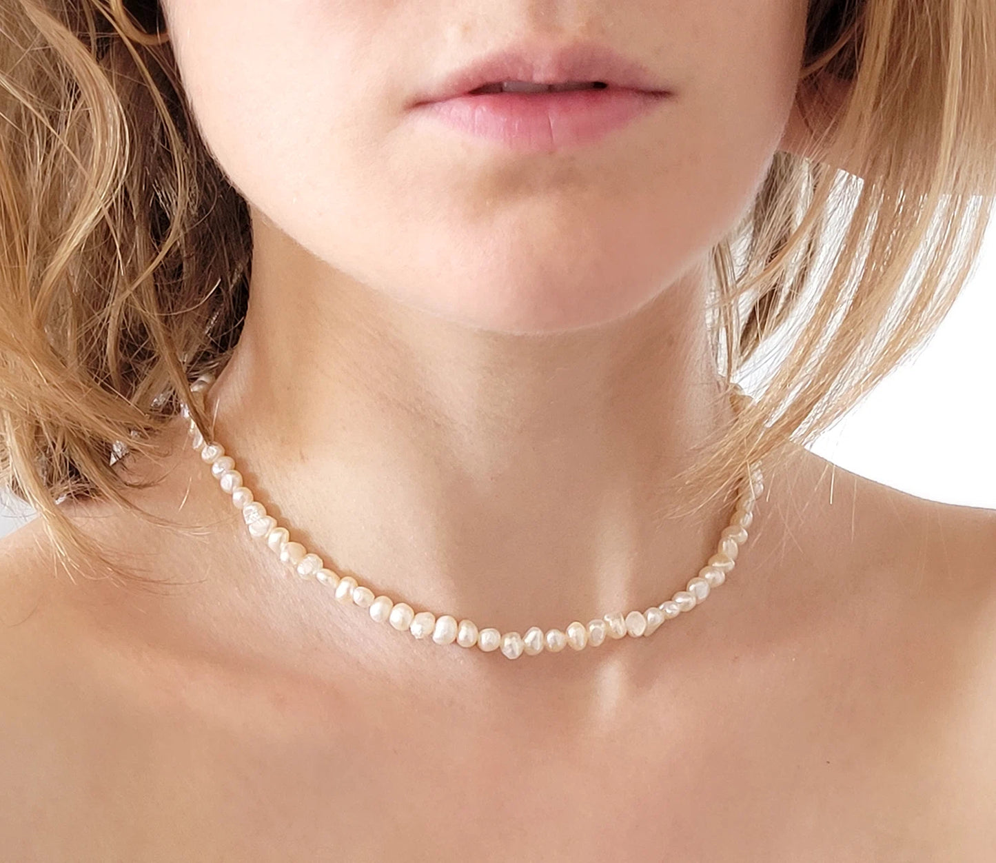 Gold freshwater Pearl Choker Necklace Set