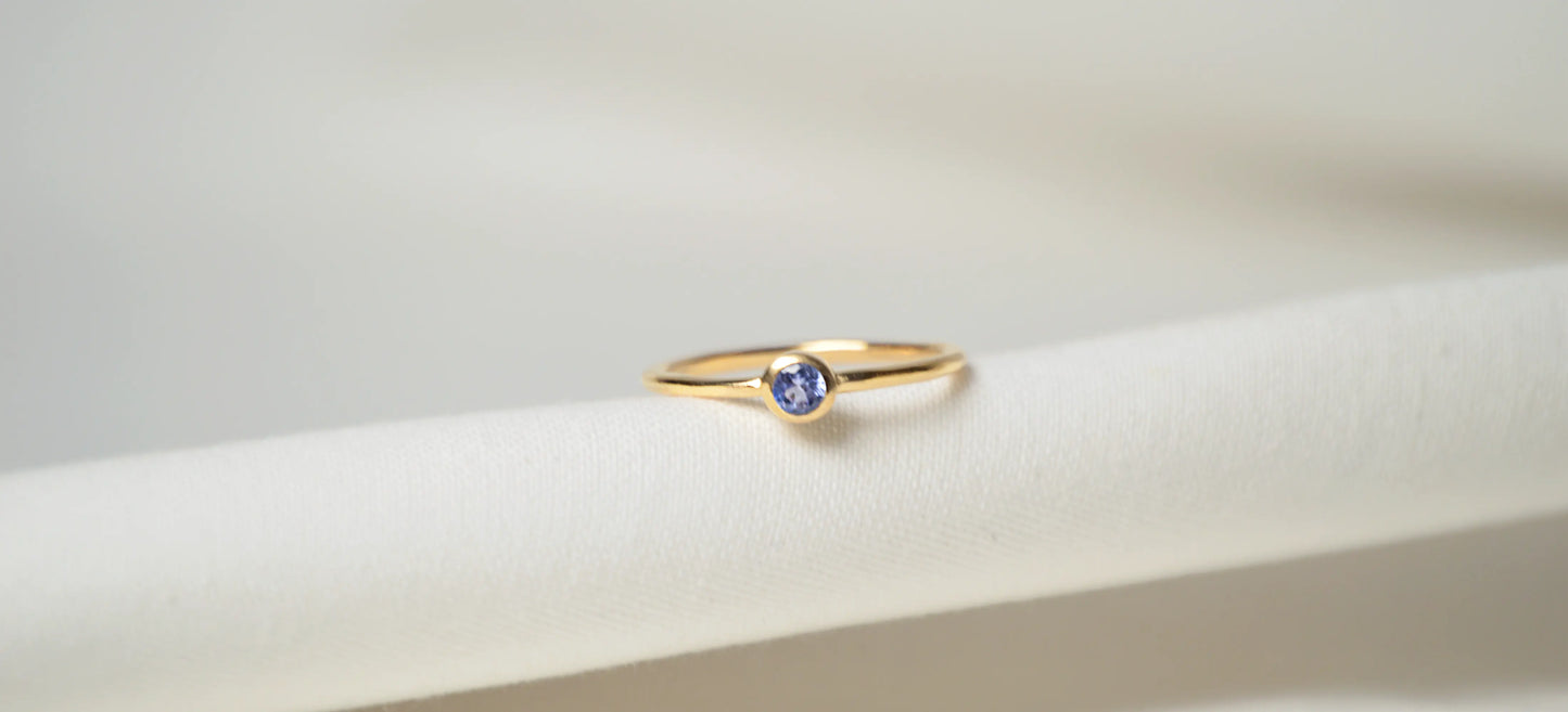 Mini Gold Moonstone Ring | Dainty Handmade Gift for mom and sister