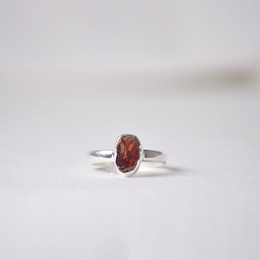 Sterling Silver Ring with Rough Garnet